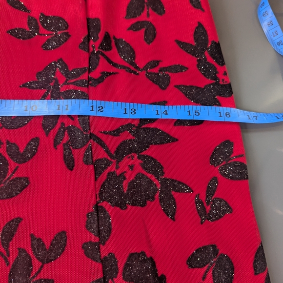 Vintage‎ Y2K City Triangles Whimsigoth Red Burnout Mesh Floral Evening Gown - Picture 15 of 16